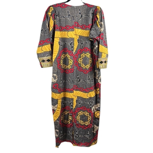 Vintage Handmade Colorful Geometric Kaftan Size L - Picture 4 of 8